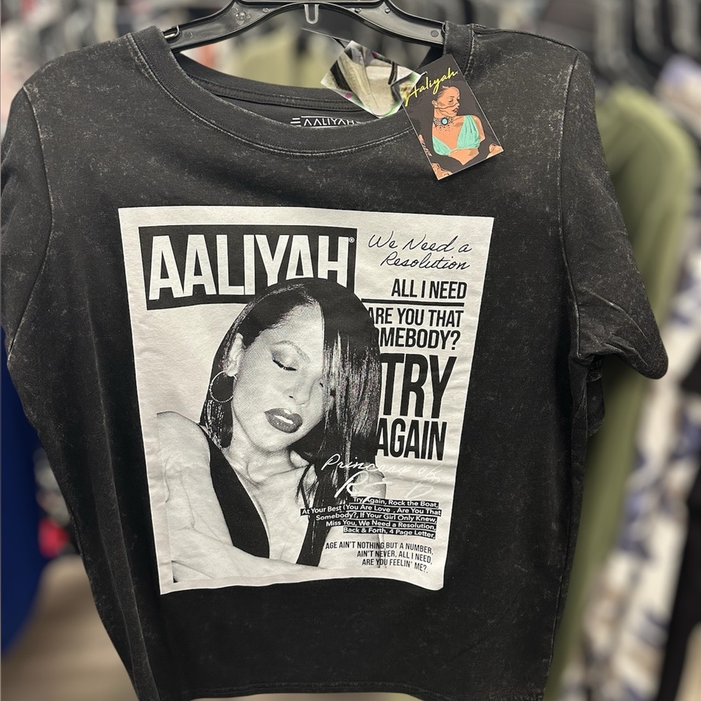 Aaliyah Graphic Tee - Black with White Print